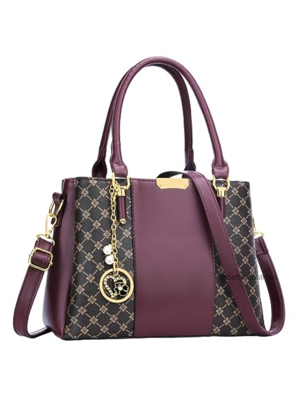 PU Leather Satchel Handbag Top Handle Medium Purse Vegan